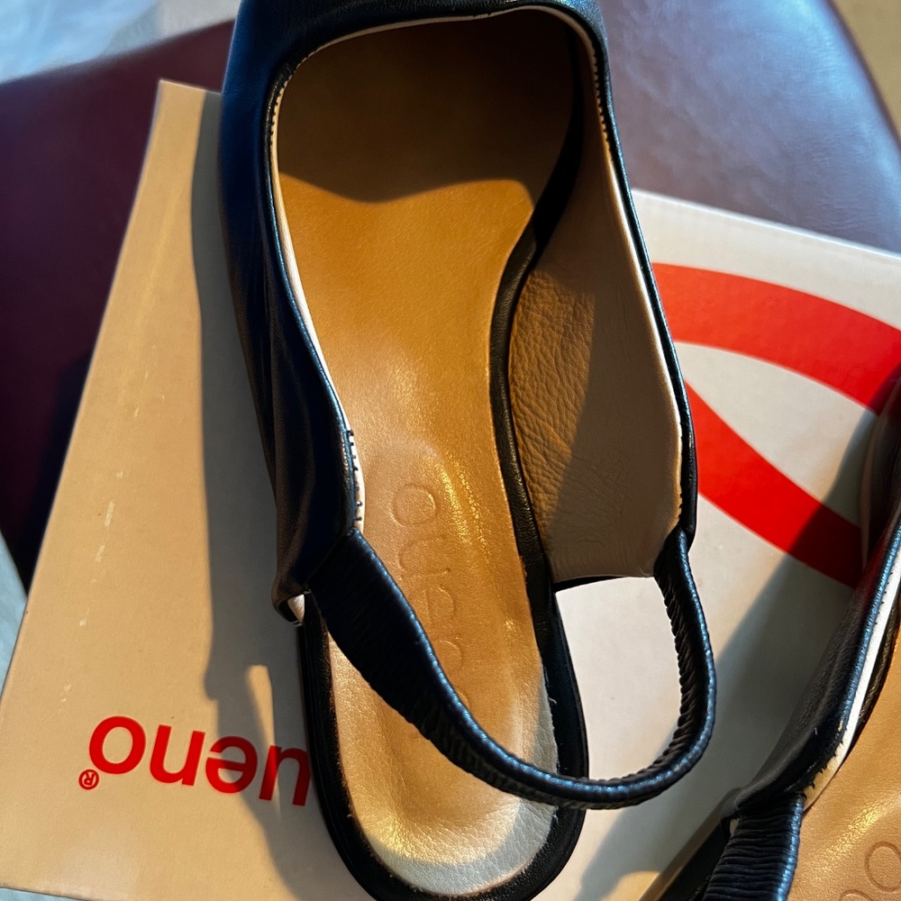 Bueno Indie Slingback Pointed Toe Flat Black Leather 38 - Picture 6 of 7